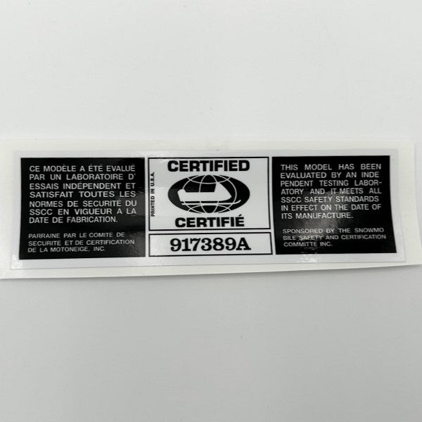 SSCC Safety Certification Decal