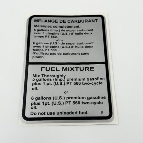 Belt Guard Warning Decal - Fuel Mixture - M66857