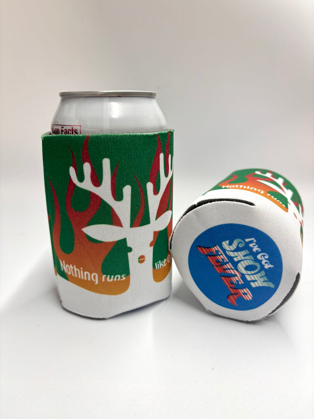 Flaming Deere Antler Can Koozie